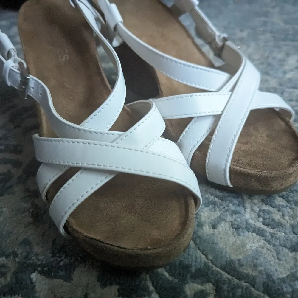 White Strappy Aerosoles Wedges - Picture 6 of 13